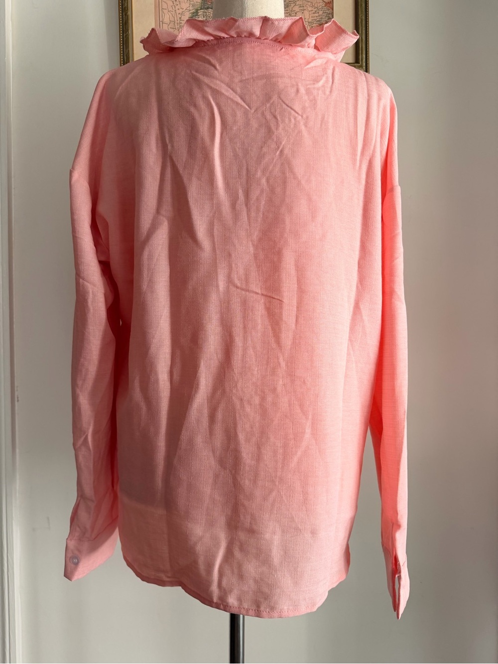 100% Linen Ruffle-Front Blouse - Picture 3 of 12